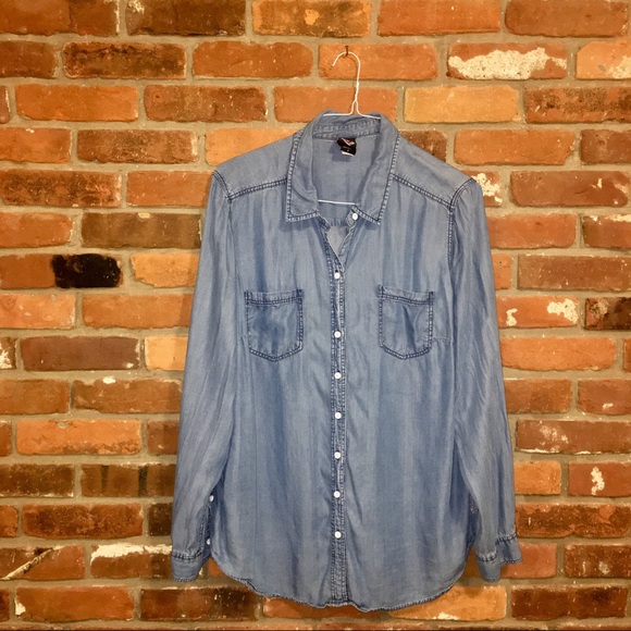 torrid Tops - Torrid / Rebel Wilson Denim Look Button Shirt